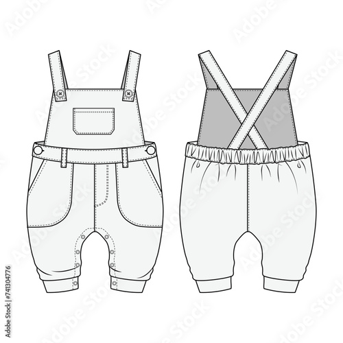 Toddler Kids, pants, pant, Infant Baby, Sleep Full Bodysuit, Fashion Flat Sketch, Vector Illustration, CAD, Technical Drawing, Flat Drawing, Template, Mockup.