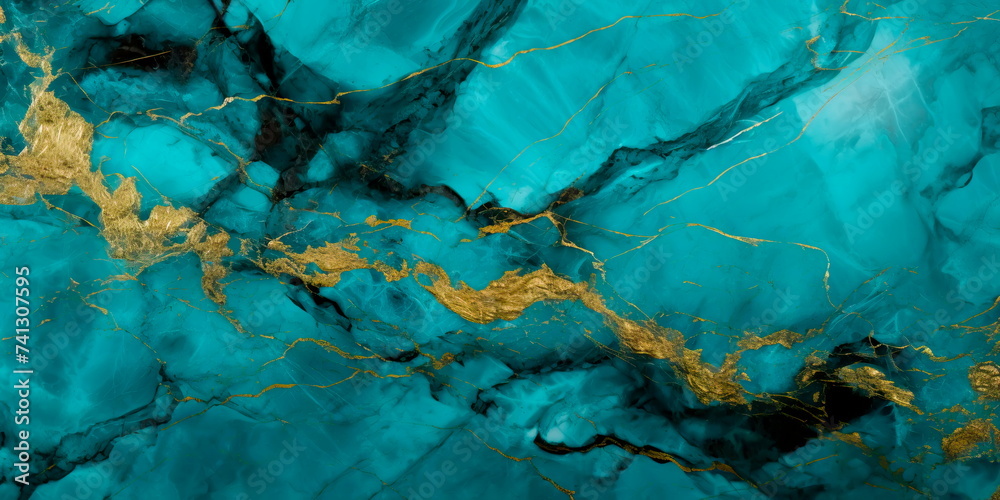 seamless pattern featuring the elegance of turquoise and gold marble, offering a luxurious and eye-catching background. Generative AI seamless pattern featuring the elegance of turquoise and gold marble, offering a luxurious and eye-catching background. Generative AI