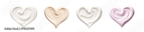 banner texture of a cosmetic smear of cream in the shape of a heart on a transparent background photo