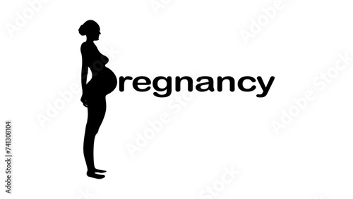 Pregnancy emblem, black isolated silhouette