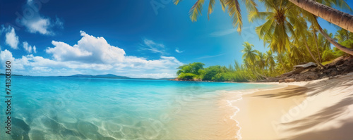 Summer beach and blue sky, clear water , perfect holiday banner. © amazingfotommm