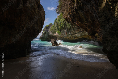 rock and sea on the coast of uluwatu bali indonesia