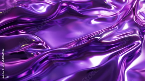 texture of liquid shiny metal in purple color with highlights and shimmers, closeup. Abstract wallpaper. 