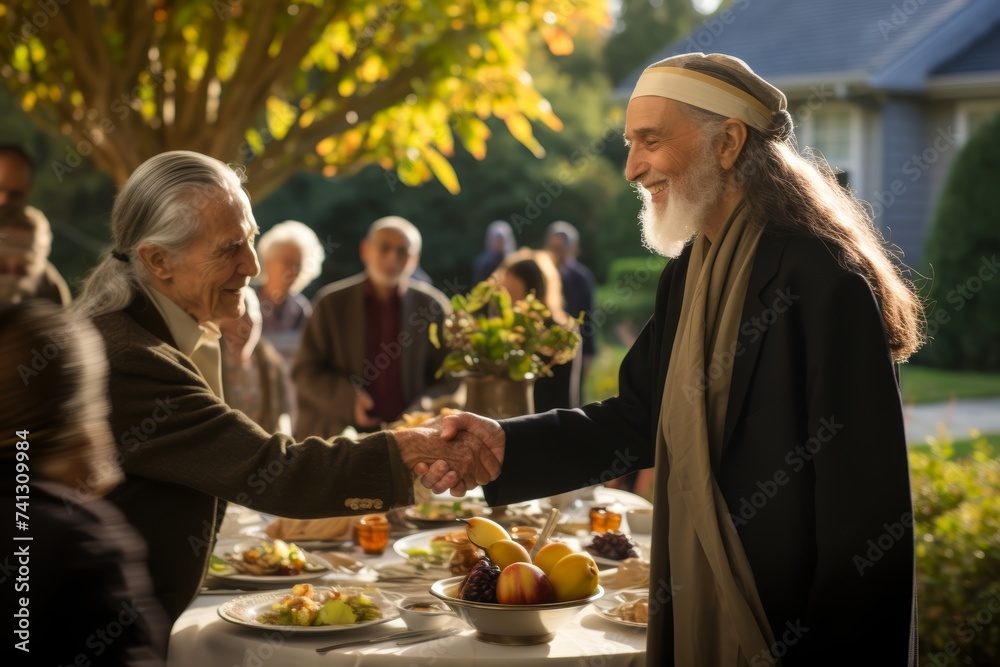 Bahá'í Faith leader welcoming a new adherent into the community through ...