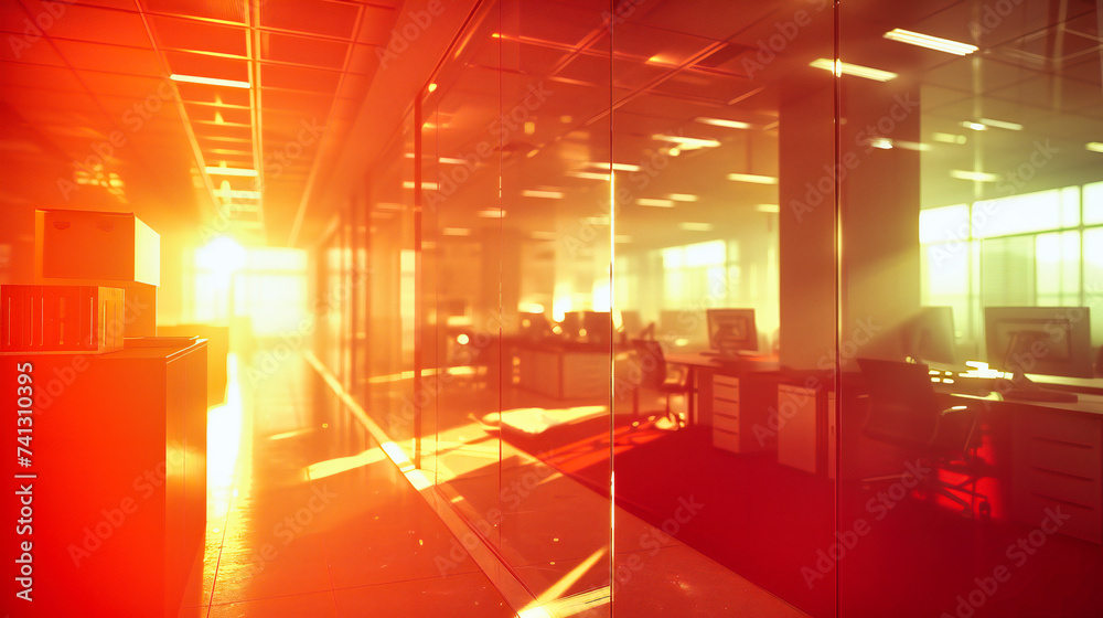 Modern Business Office Space, Abstract Window and Desk Design, Corporate and Architecture Background