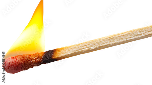 Lit Matchstick Placed on Transparent Background, Hand Edited Generative AI