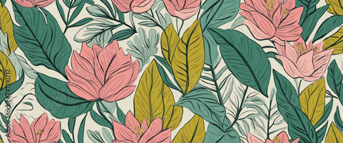 Vector plant leaf art pattern set with colorful hand drawn exotic summer foliage doodle. Organic leaves cartoon background collection, simple nature shapes in vintage pastel colors.