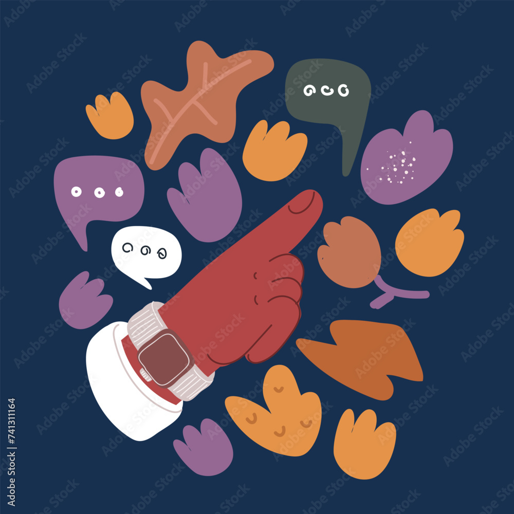 Cartoon vector illustration of hand points with a finger