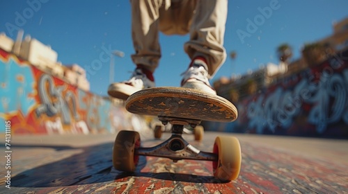 Fast moving skateboarder