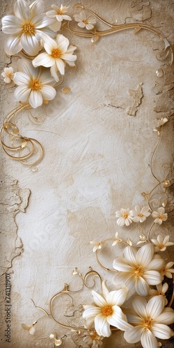 gold wedding background with flower