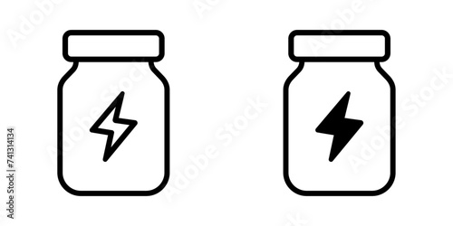 Energy supplement sport nutrition bottle with lightning sign vector illustration