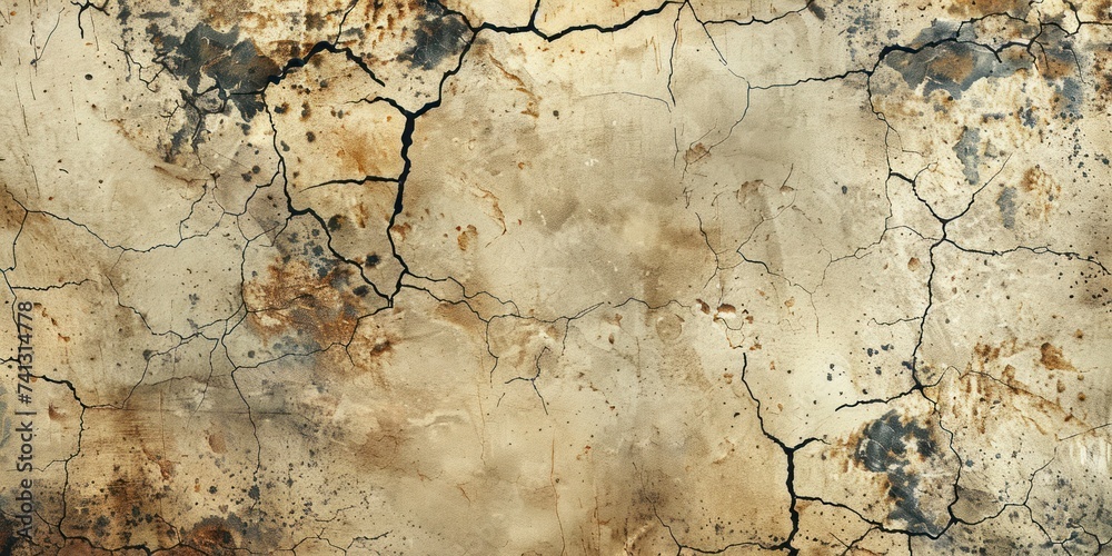 Naklejka premium Vintage-style cracked surface illusion featuring an aged crackle distress pattern for an authentic aged effect.