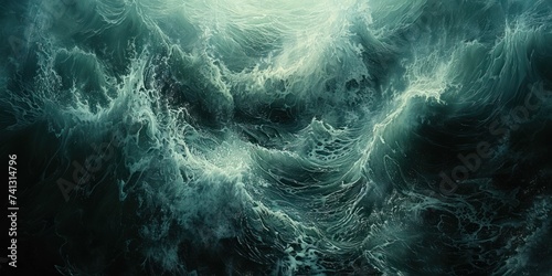 Aged ocean waves dance upon the canvas, whispering tales of drama and mood, a testament to maritime artistry. photo
