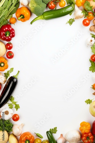 vegetables frame background with empty white space