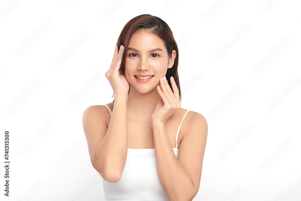 Beautiful young asian woman with clean fresh skin on white background, Face care, Facial treatment, Cosmetology, beauty and spa, Asian women portrait. Beautiful young asian woman with clean fresh skin on white background, Face care, Facial treatment, Cosmetology, beauty and spa, Asian women portrait.