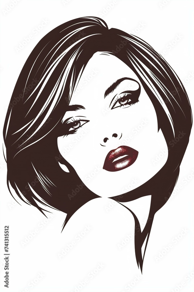 woman bob hair style, icon, logo, woman face woman bob hair style, icon, logo, woman face