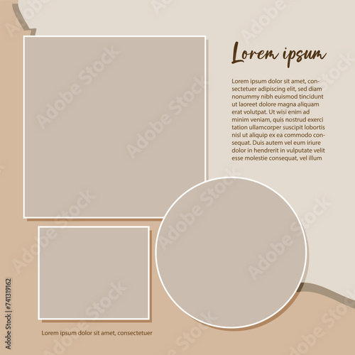 Vector illustration Collage editable post banner template Set of empty photo frames compositions