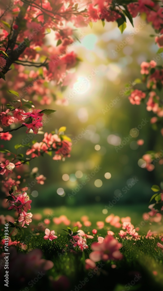 Pink Flowers Blooming on a Sunny Day