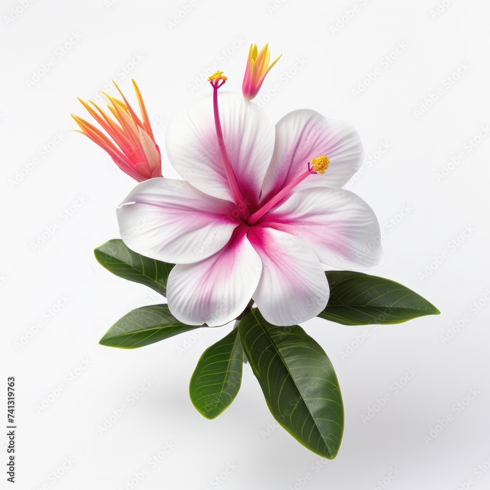 beautiful tropical flower on white background