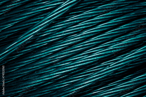 blue aluminum electric cable.background or texture
