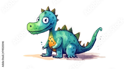 A delightful and colorful childrens watercolor drawing of a dinosaur © Алла Морозова