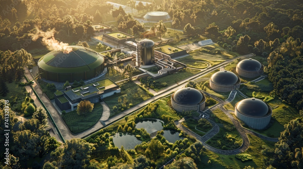 Biogas plant converting agricultural waste into energy, showcasing ...