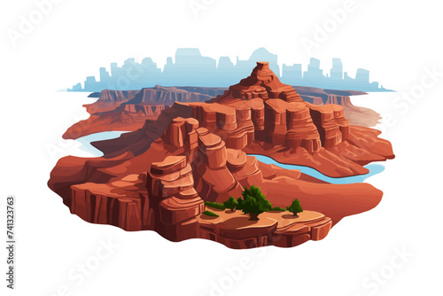 Grand Canyon vector simple 3d smooth cut and paste isolated illustration