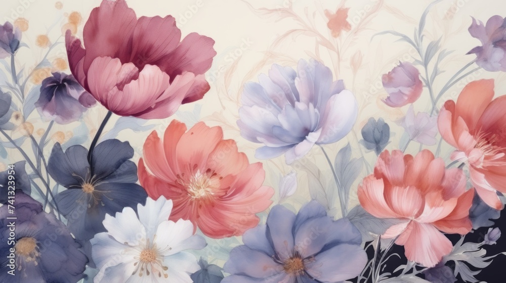 Watercolor Flowers wallpaper floral art design background