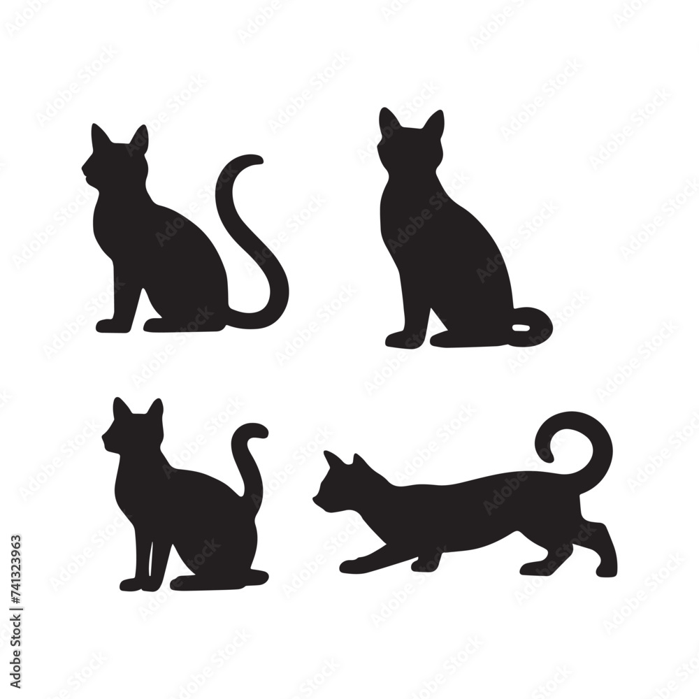 set of cats silhouettes black cat vector 
