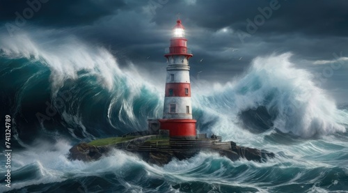 Lighthouse Resilience: Navigating a Treacherous Storm with Torrential Rain and Ferocious Waves