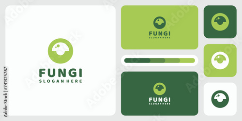 Vector logo design illustration of simple circle mushroom shape.