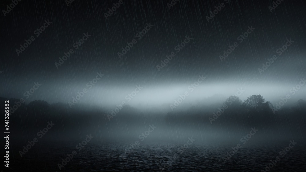 Rain and fog texture overlaid on a black background effect.