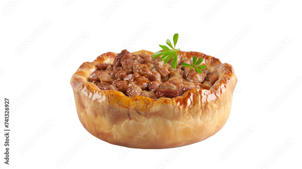 Meat Pie on isolated on transparent png background. Generative ai