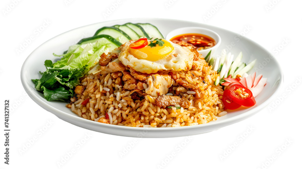 Nasi Goreng on isolated on transparent png background. Generative ai