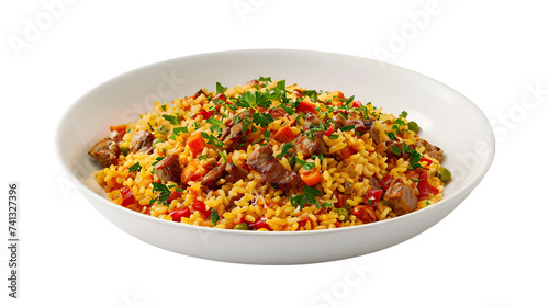 Paella on isolated on transparent png background. Generative ai