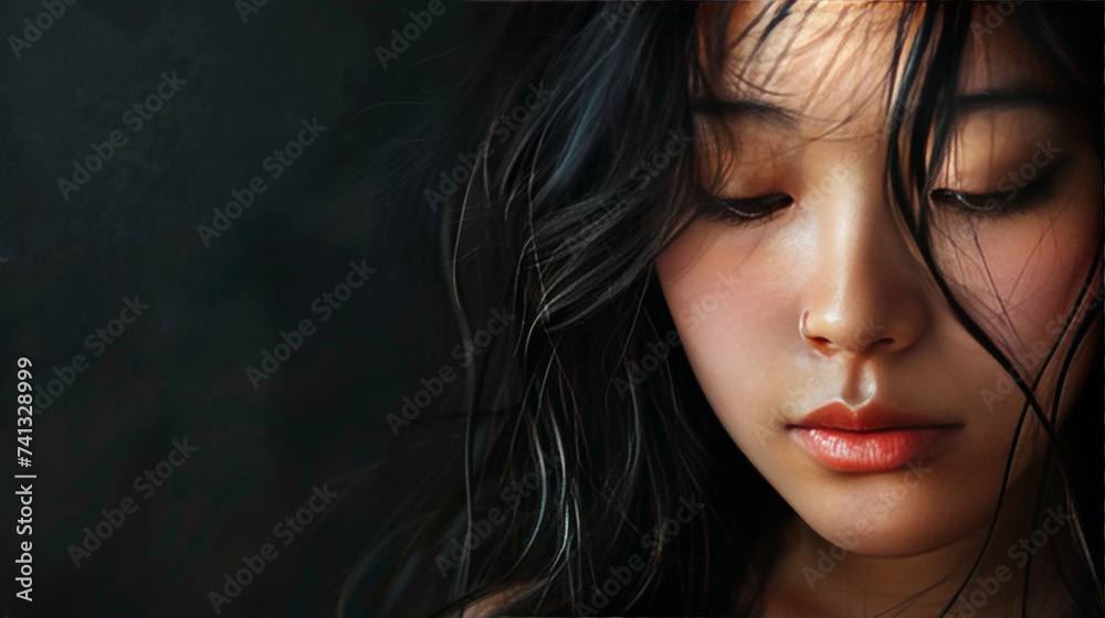 portrait of a young depressive and sad asian girl portrait of a young depressive and sad asian girl