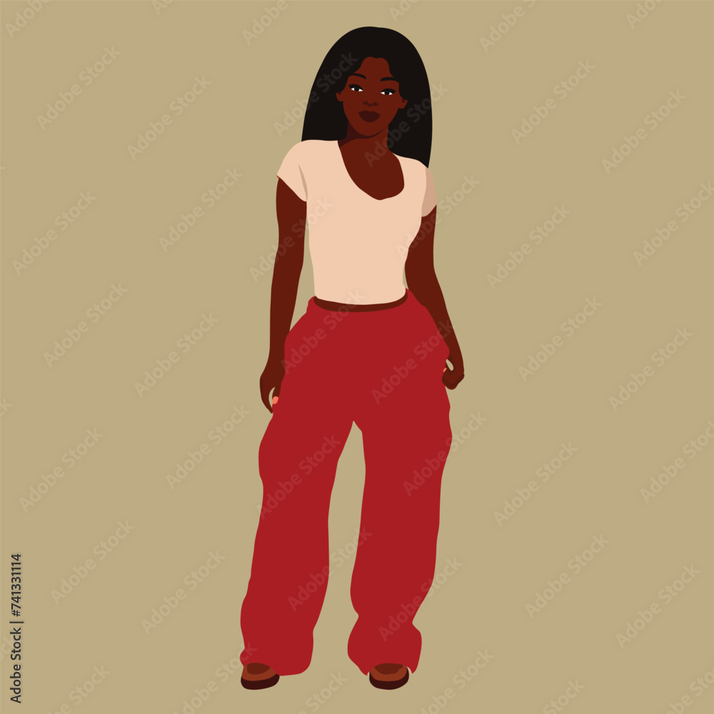 Modern fashionable black woman in elegant art style vector Modern fashionable black woman in elegant art style vector