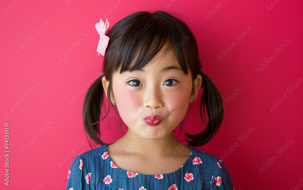 A young girl of diverse ethnicity sticking out her tongue in a playful manner, displaying humor and mischief A young girl of diverse ethnicity sticking out her tongue in a playful manner, displaying humor and mischief