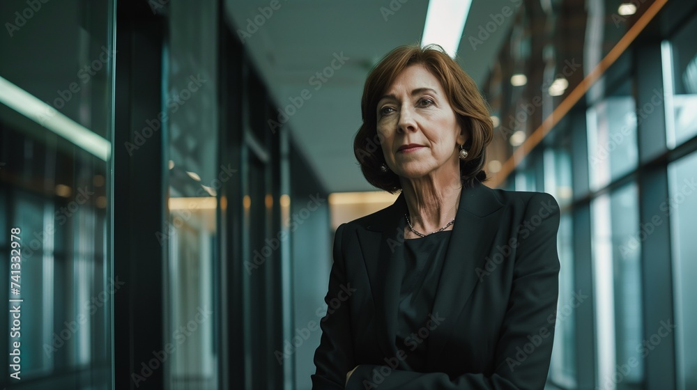 Fototapeta premium Confident Senior Businesswoman in modern corporate office setting.
