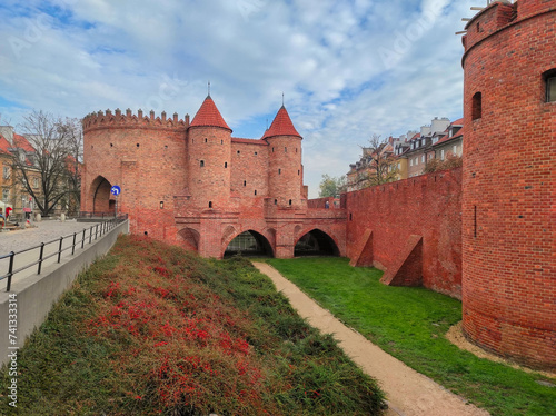 Warsaw, Poland October 2, 2023: Barbican Fortified medieval outpost in Warsaw, Poland