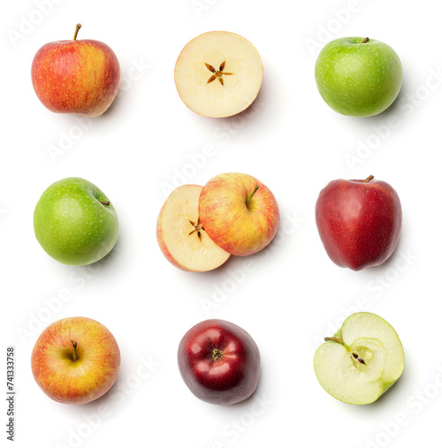 Apples collection isolated on white