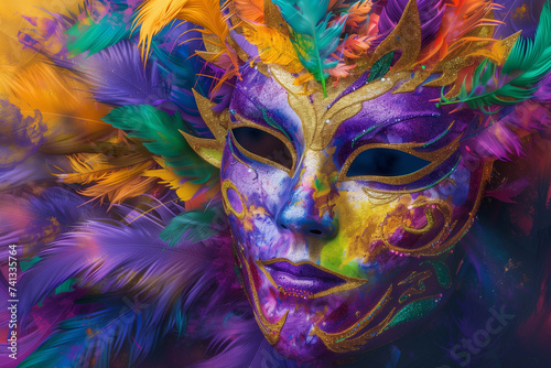 Celebrating Carnival: Vibrant Mardi Gras Digital Illustration with Festive Masks  © KP