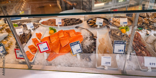 Fish and Seafood, Viktualienmarkt Daily Food Market, Munich, Bavaria, Germany, Europe photo