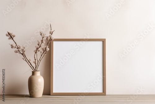 frame for a photo or poster, a composition with flowers in the interior