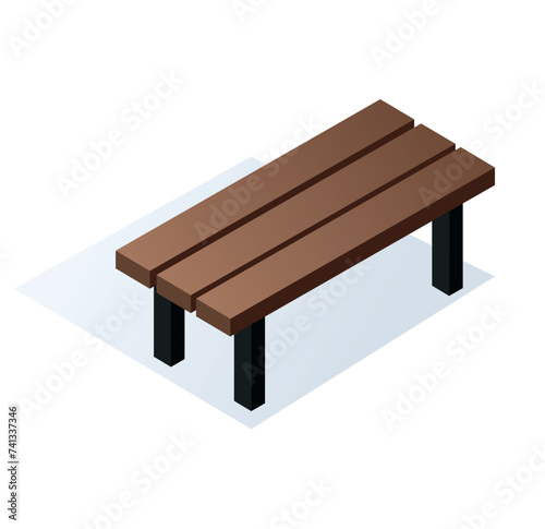 Winter city element of colorful set. A whimsical cartoon design transforms a snowy bench into a delightful scene of winter. Vector illustration.