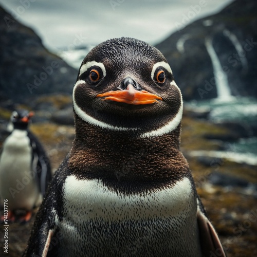 A portrait of a penguin, ai generated. photo