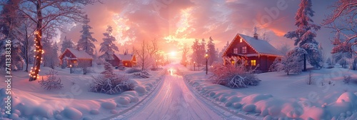 A Magical Winter Village With Twinkling  Background Image  Background For Banner  HD