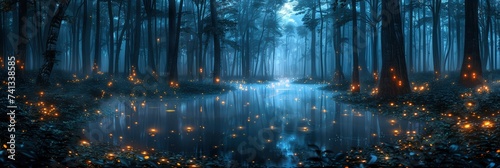 A Mystical Swamp With Fog Gnarled Trees, Background Image, Background For Banner, HD
