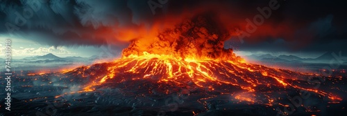 A Roaring Volcano Island With Lava Flows, Background Image, Background For Banner, HD