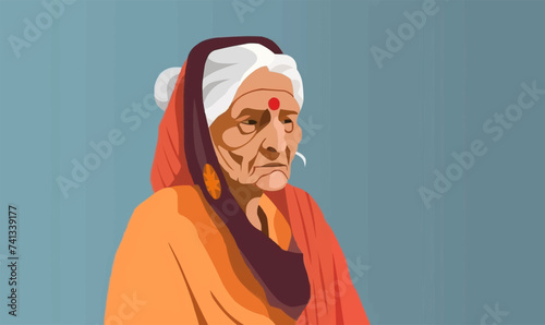 Indian old woman vector flat minimalistic isolated vector style illustration
